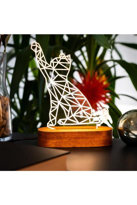 Hediyesepeti Geometrik Kedi Tasarımlı Led Lamba