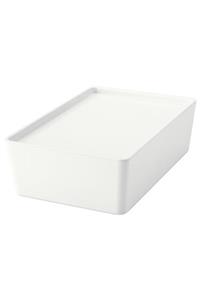 IKEA Kapaklı Saklama Kutusu Beyaz Meridyendukkan Ölçü 18x26x8 cm Çekmece İçi Düzenleme Kutusu