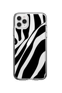 mooodcase Iphone 11 Pro Uyumlu  Zebra Desenli Premium Şeffaf Silikon Kılıf