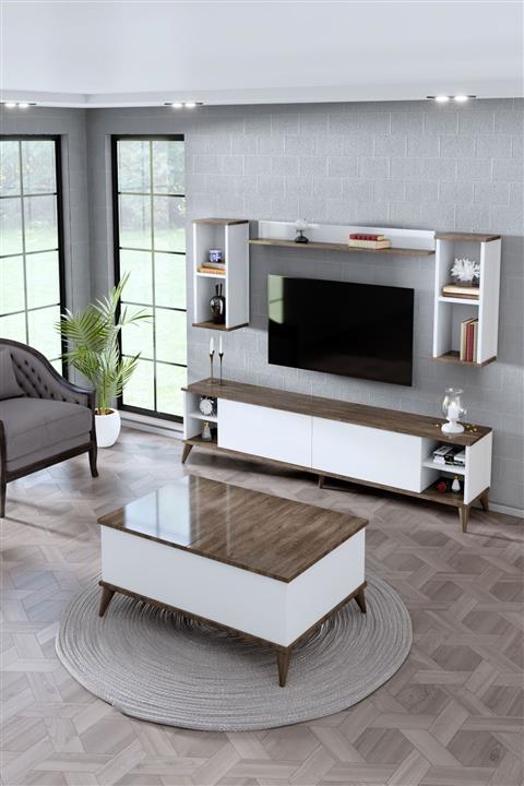 Modatte Armony Salon Takımı Tv Ünitesi Orta Sehpa - Beyaz