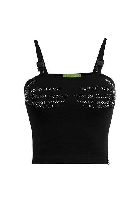 Surge Siyah Taş Baskılı Crop Top