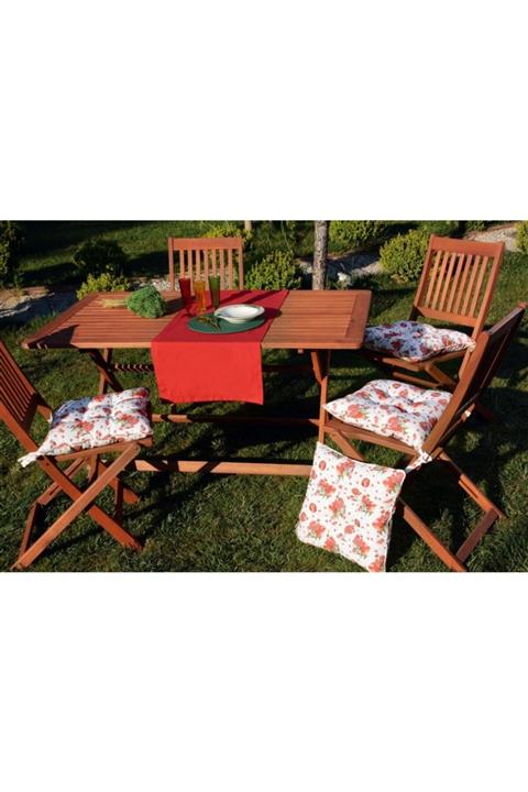SH Seray Home Nar Desenli Sandalye Minderi Ve Runner 6 Kişilik Set