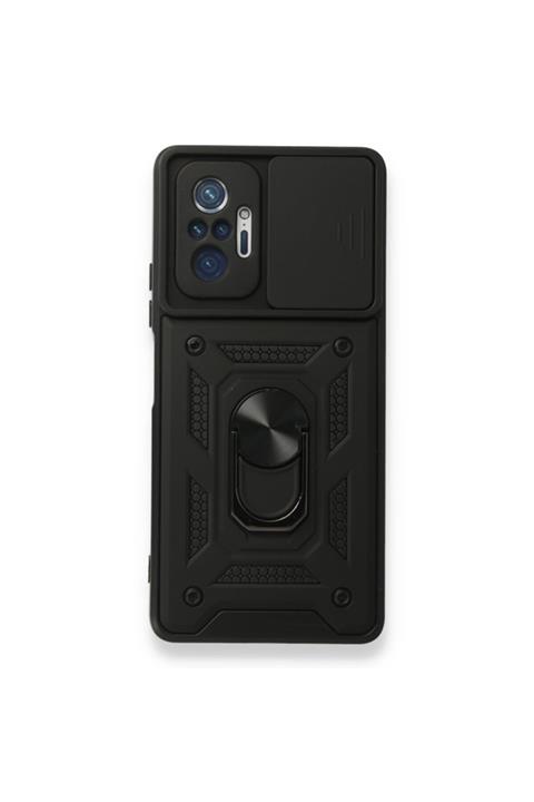 Xiaomi Teleplus Redmi Note 10 Pro Max Kılıf Kamera Korumalı Yüzüklü Tank Pars Silikon Siyah