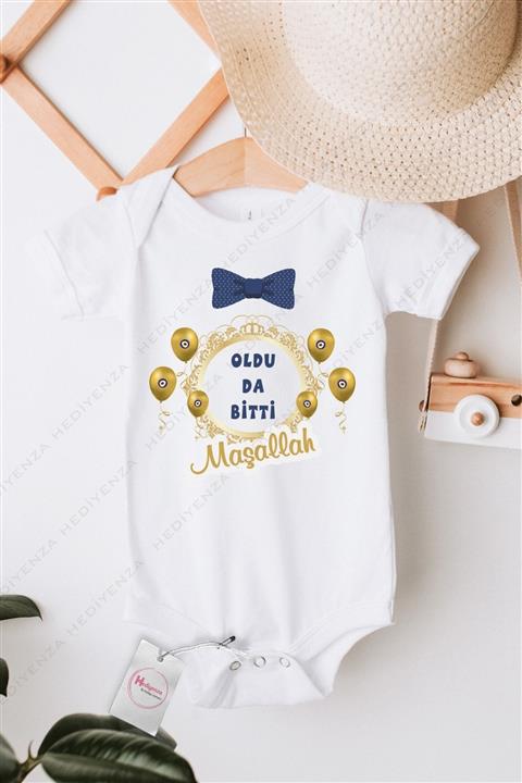 Hediyenza Oldu Da Bitti Maşallah - Sünnet Baskılı Yarım Kollu Bebek Body & Zıbın
