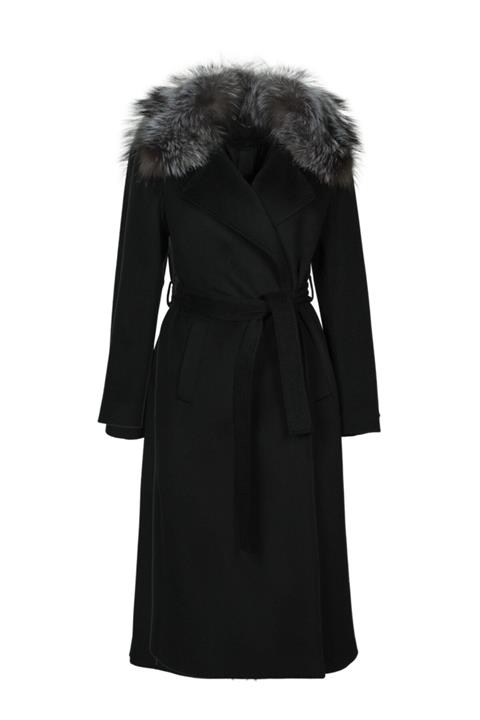 RABİA KURŞUN Kadın Siyah Timeless Yün Kaşmir Pardesü