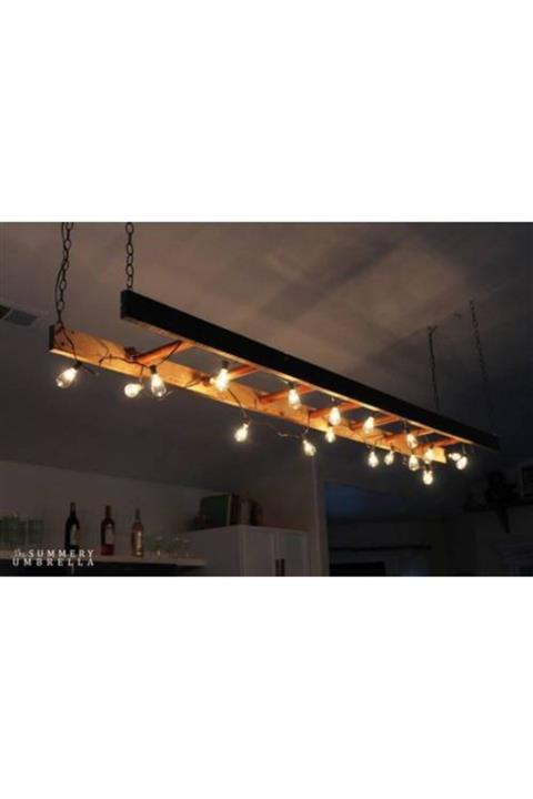 Dekoriye Merdiven Avize Doğal Aydınlatma Kablolu Tasarım Tavan Dekor Retro Edison Ağaç Işık