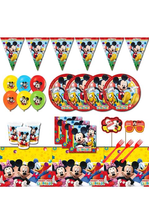 partykids Mickey Mouse 24 Kişilik Doğum Günü Parti Malzemeleri Seti