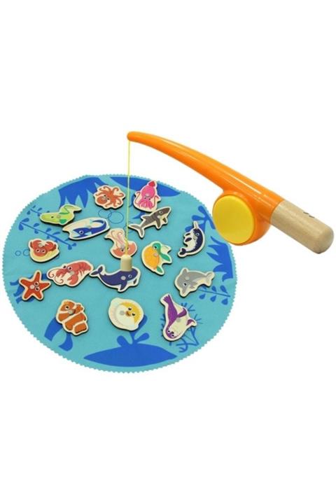 Burnis Toy Toys Sunman Ahşap Mıknatıslı 19 Parça Balık Oyunu Fırsat