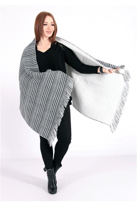 Gözde Online Butik Kadın Beyaz Çift Taraflı Atkı