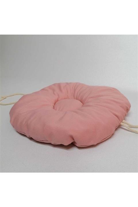 APAYDIN ÇEYİZ Düz Renk Pofidik Yuvarlak Tabure Sandalye Minderi Pudra