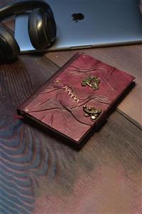valerio stil Hakiki Deri Eskitme El Yapımı Hediyelik Anı Ajanda Günlük Defter Baykuş Bordo
