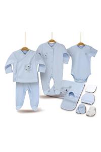 Bibaby Unisex Bebek Mavi Koala Temalı 10 Lu Hastane Çıkış Zıbın Seti 63138