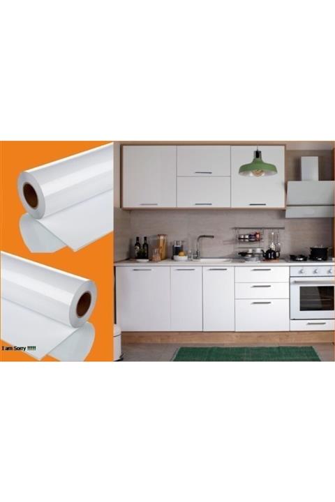 efe afiş Mutfak Dolabı Ve Mobilya Kaplama Lake Görünümlü Folyo Beyaz Renk Sticker 50x850 cm Ölçülerinde