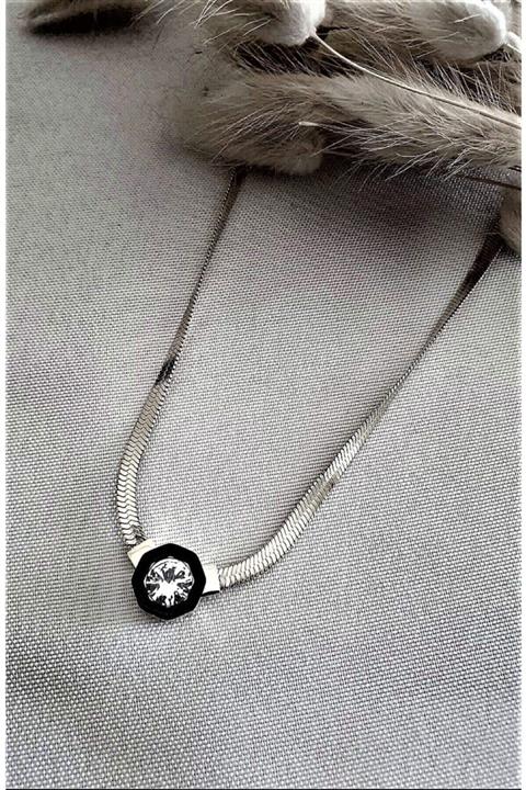 Lydia Jewelry Taşlı Italyan Zincir Çelik Kolye