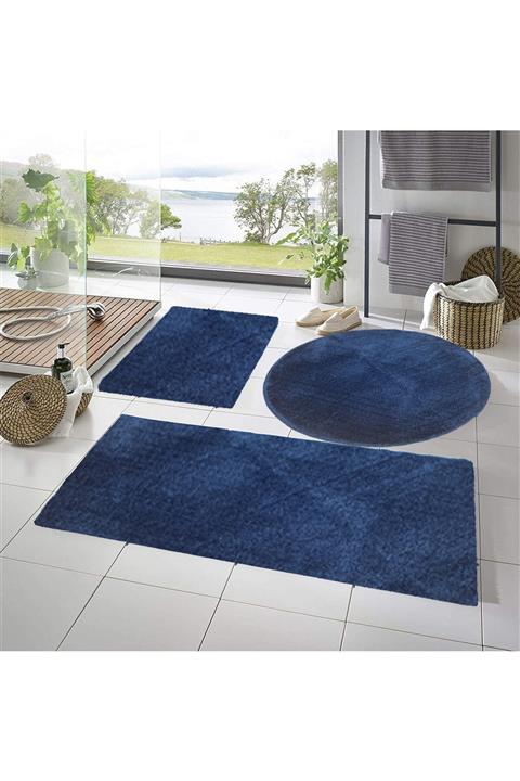 Sarar Halı Banyo Paspası Üçlü Takım 5 Renk Peluş Kaymaz Taban Yıkanabilir
