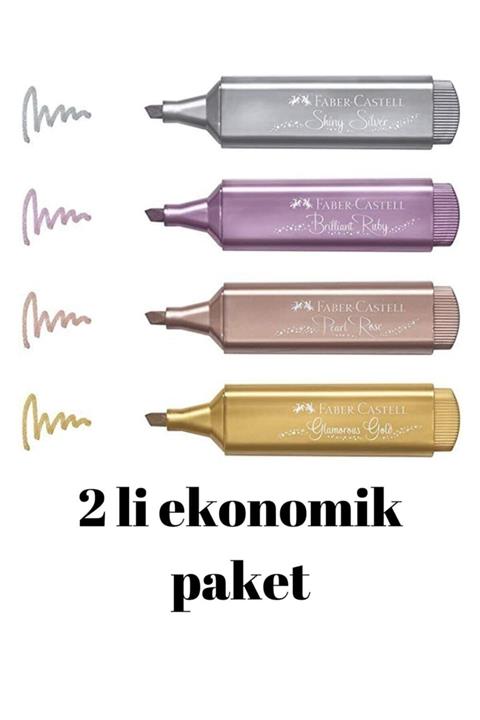 Faber Castell Faber Fosforlu Kalem Metalik Renkler 4 Lü Set*2 Paket