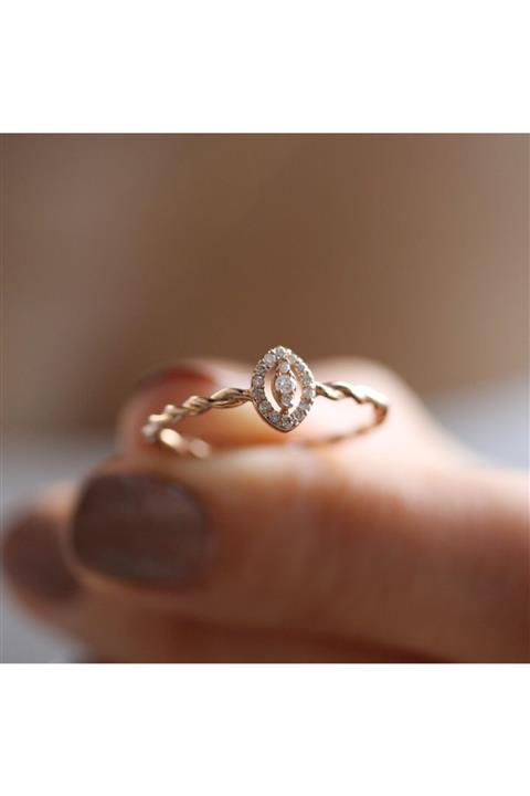 INZA mücevherat Vintage Pırlanta Minimal Yüzük