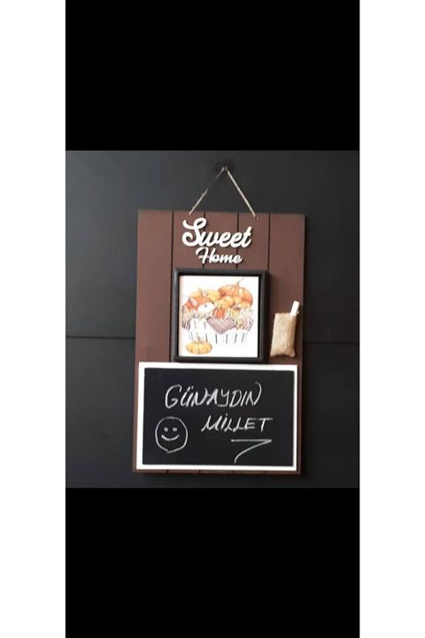 Hibana Ahşap Dekoratif Asmalı Mutfak Yazı Tahtasi(29×45cm)