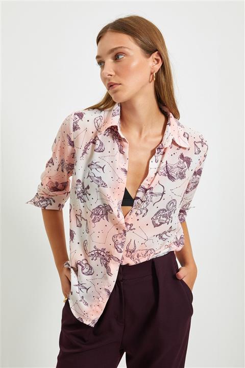 TRENDYOLMİLLA Pudra Baskılı Gömlek TWOAW22GO0134