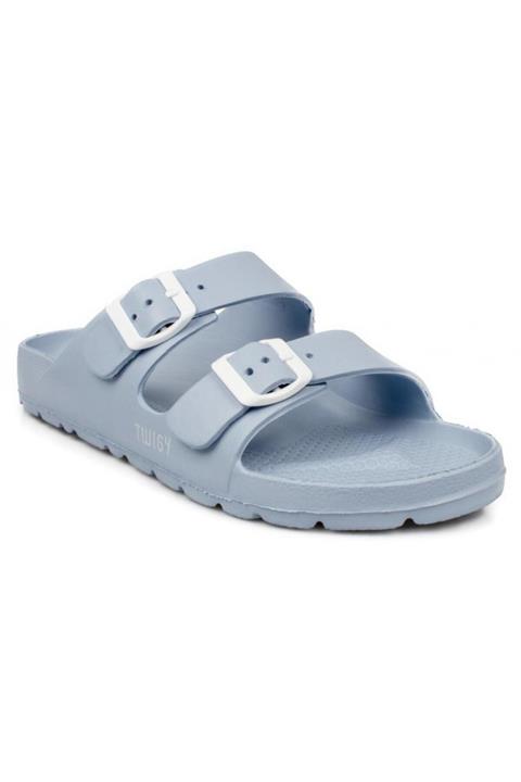 Twigy M1017 Jessica Çift Bant Mavi Kadın Terlik