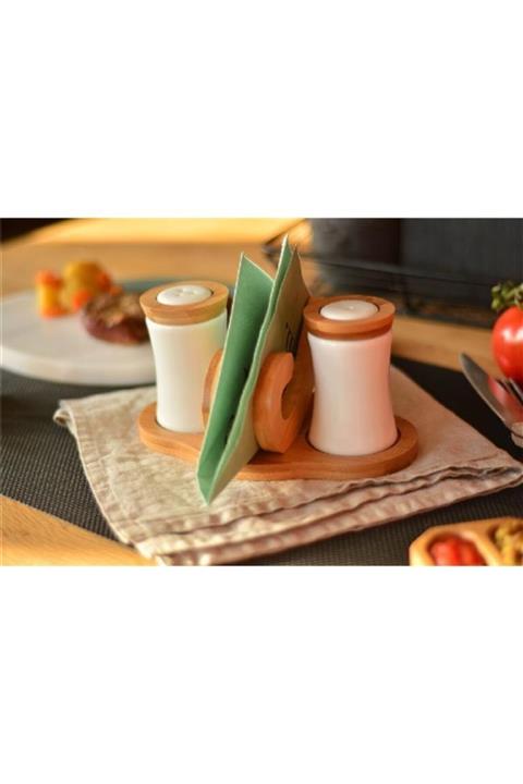 doruktrend Bambum Chava Peçetelikli Tuzluk & Biberlik