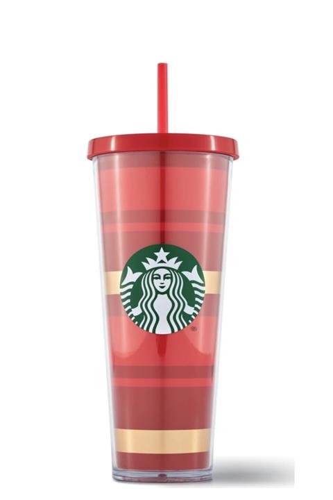Starbucks Kırmızı Altın Şeritli Termos 710 Ml