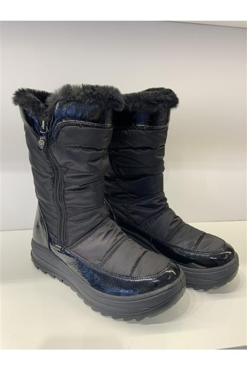 MADEME SHOES Kadın Siyah Rugan Kar Botu