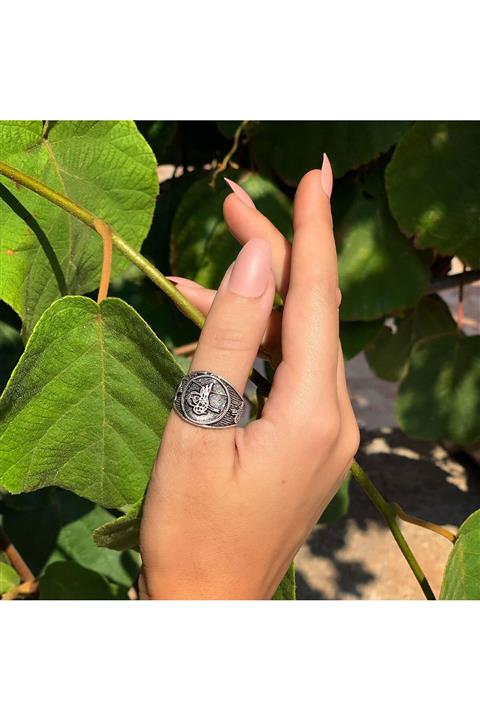 Hayalevi Consept Antik Gümüş Kaplama Tuğra Tasarım Yüzük