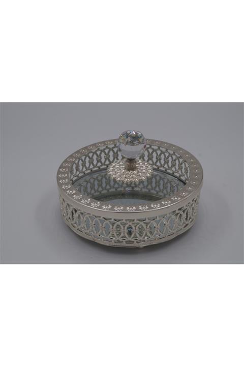 BHRHOME Gümüş Kapaklı Cam Şekerlik