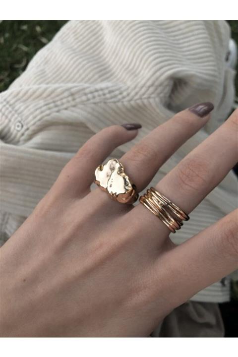 KİLİG Gold Renk Rodyum Kaplama Yüzük