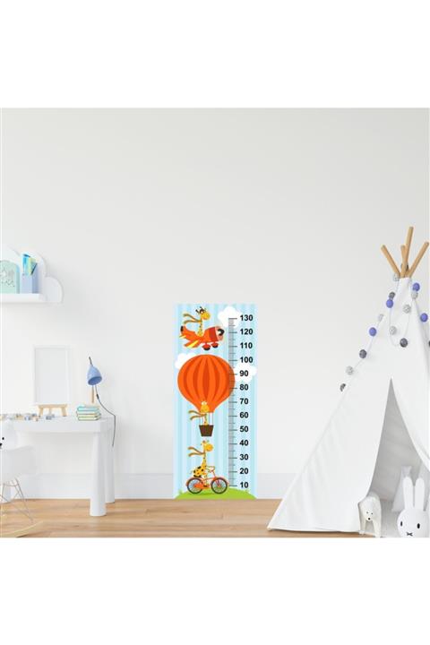 StickerArt Çocuk Odası Bebek Odası Boy Ölçer Boy Cetveli Sticker Uçan Zürafa