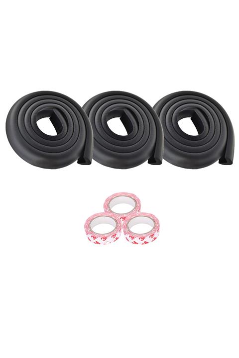 Evokids 3 Adet Kauçuk Kenar Koruyucu (6 Metre) - Siyah