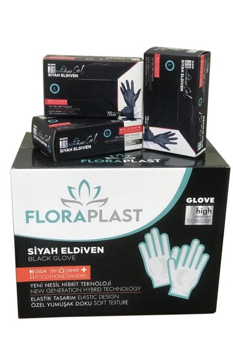 Floraplast Pudrasız Elastik 1 Koli 2000 Adet Siyah Eldiven