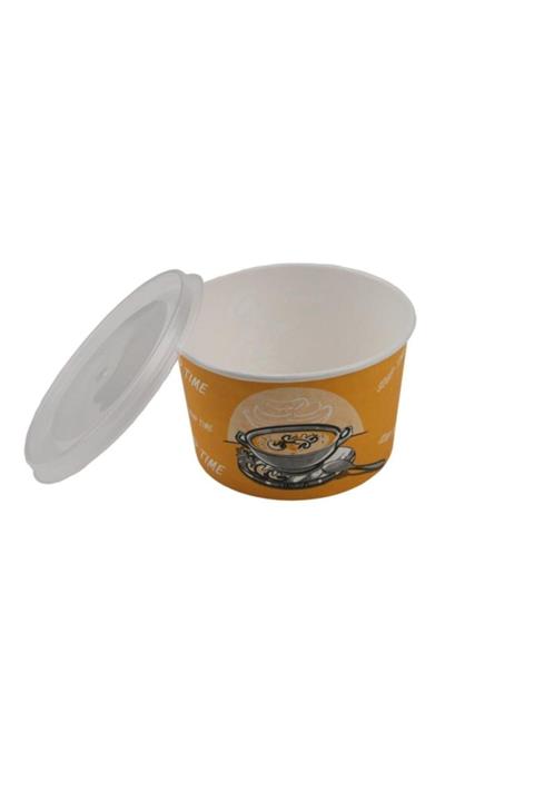 AKKA PLAST Plastik Kapaklı Karton Çorba Kasesi 25 Adet