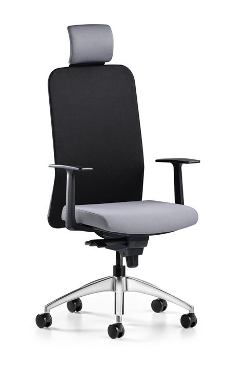 Bürotime Comfy Siyah Antrasit Başlıklı Sabit Kol Krom Ayak Çalışma Koltuğu