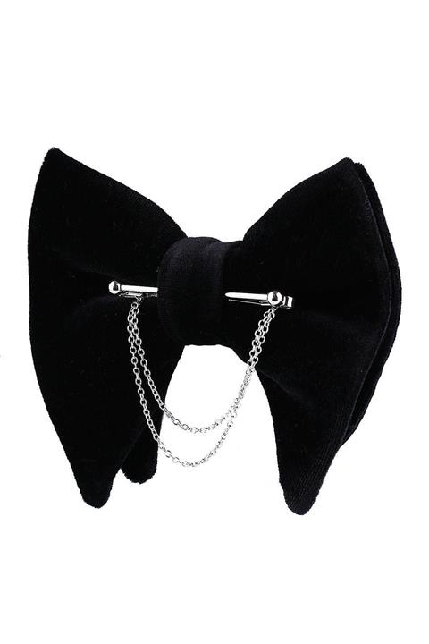 Kravatkolik Erkek Siyah Kadife Büyük Zincirli Papyon P1407