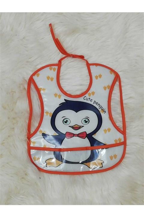 Twinkle Star Sevimli Penguen Figürlü Muşamba Bebek Mama Önlüğü