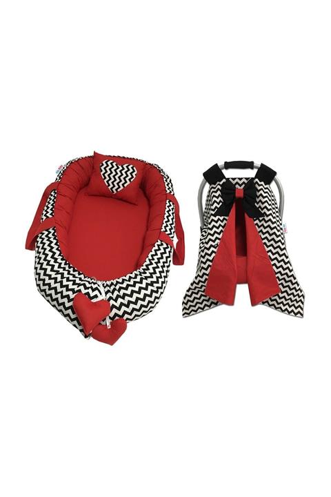 Jaju Baby Siyah Zikzaklı Babynest Ve Puset Örtüsü Set