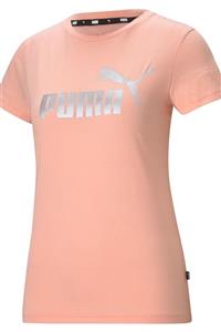 Puma ESS+ METALLIC LOGO TEE Pembe Kadın T-Shirt 101085590