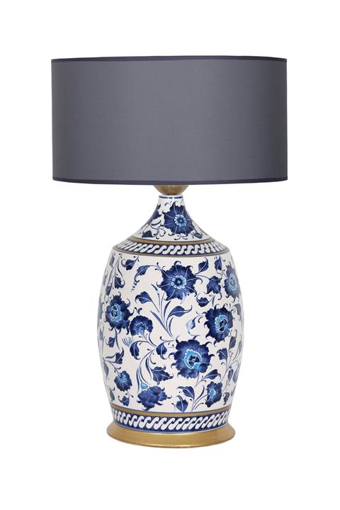 Vinner Blue Blanc Series Kthy01 Handmade Özel Tasarım Seramik Abajur - Antrasit