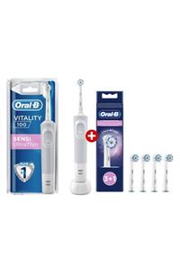 OralB D100 Vitality Sensi Ultra Thin Şarjlı Diş Fırçası + Oral- B Sensitive Clean 3+1 Yedek Başlık