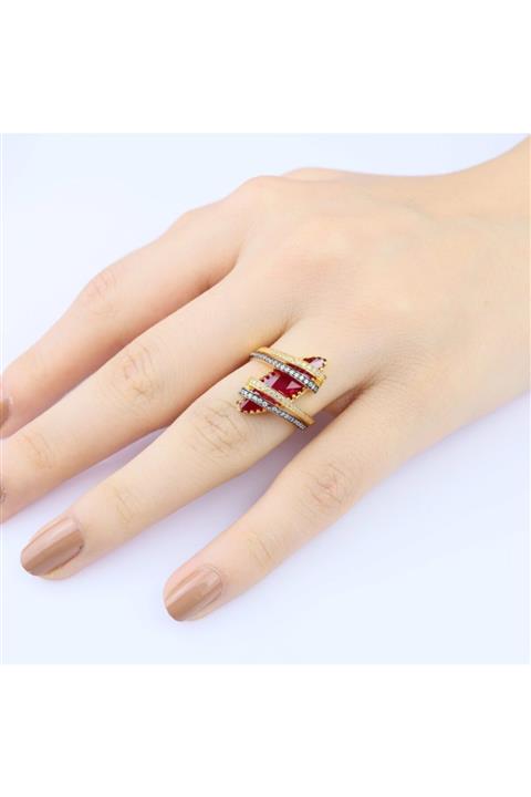 ATA MUCEVHERAT Kadın Kırmızı Taşlı Yüzük