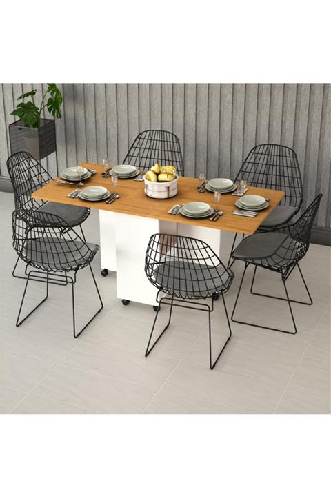 Asra Trend Beyaz Teak Katlanır Masa