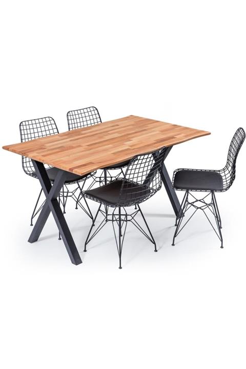 ALTAN HOME Kahverengi Kütük Masa Tel Sandalye