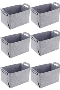 OD gift Od 6'lı Çok Amaçli Keçe Sepet Organizer, 26x42x22 Cm, Kitap, Oyuncak,banyo Saklama Sepeti