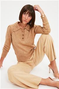 TRENDYOLMİLLA Camel Polo Yaka Detaylı Triko Kazak TWOAW21KZ1182