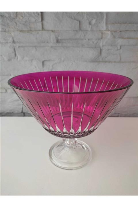 Paşabahçe Büyük Pembe Kesme Ayaklı Kase 23cm X 18cm Meyvelik