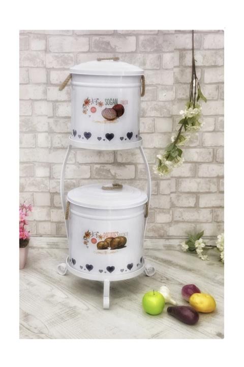 WHITE HOME 2 Katlı Patates Soğan Kovası