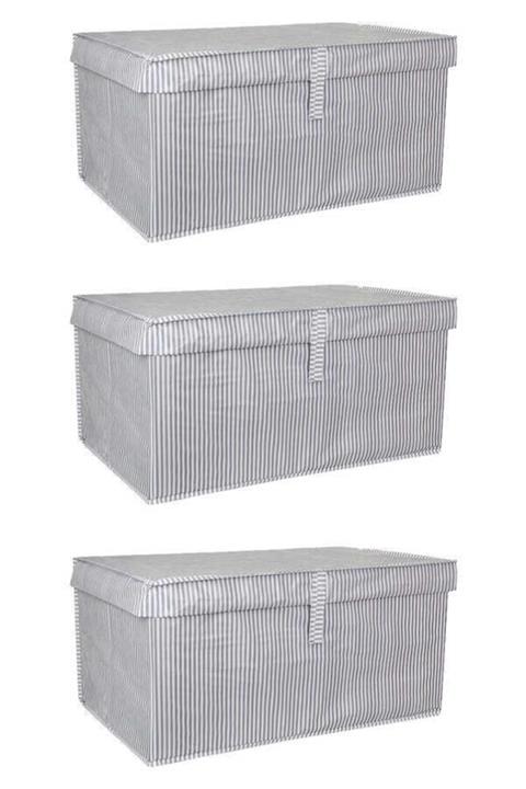 tofipashop 3 Adet Kapaklı Çok Amaçlı Çamaşır Saklama Düzenleme Hurç, Kutu Mega 60x40x30