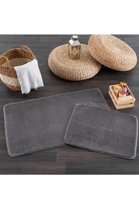Mariesse Home 2'li Banyo Paspası - Füme-50x80 45x50 Cm